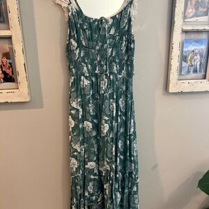 Floral Green Maxi Dress
